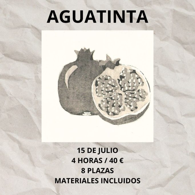 Ilustración de granadas con información sobre un taller de aguada.